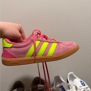 Adidas Pink and Neon Green Sneakers